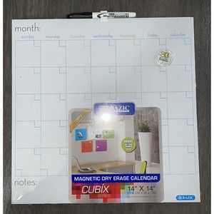 BRAND NEW IN BOX BAZIC Products Calendar Whiteboard 14x14x1, Marker & Magnets